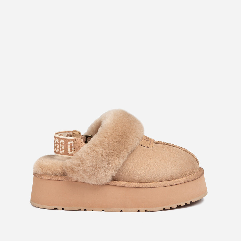 OZWEAR UGG Coquette Platform Slipper (Elastic Logo & Wool Strap) (Detachable Feature)