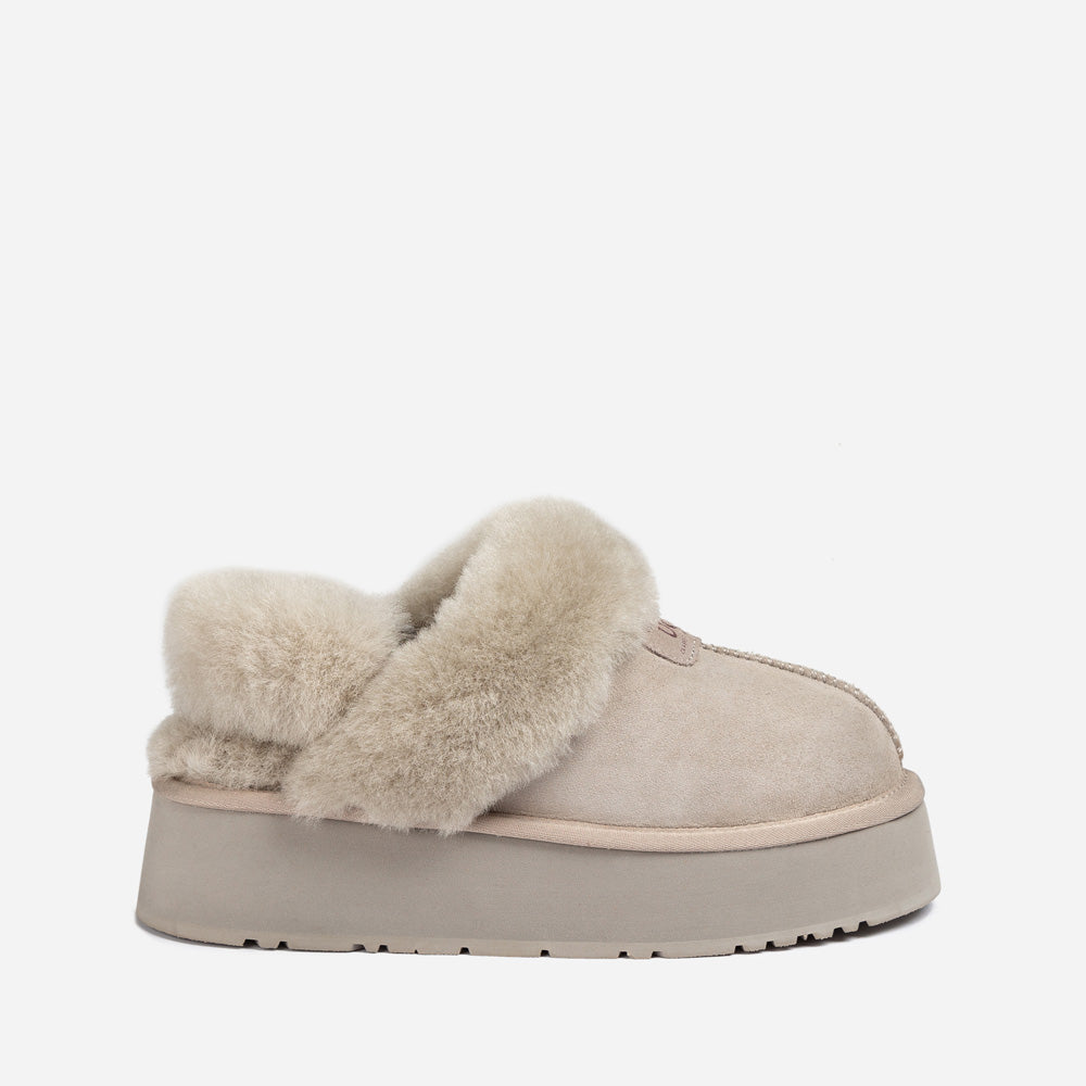OZWEAR UGG Coquette Platform Slipper (Elastic Logo & Wool Strap) (Detachable Feature)