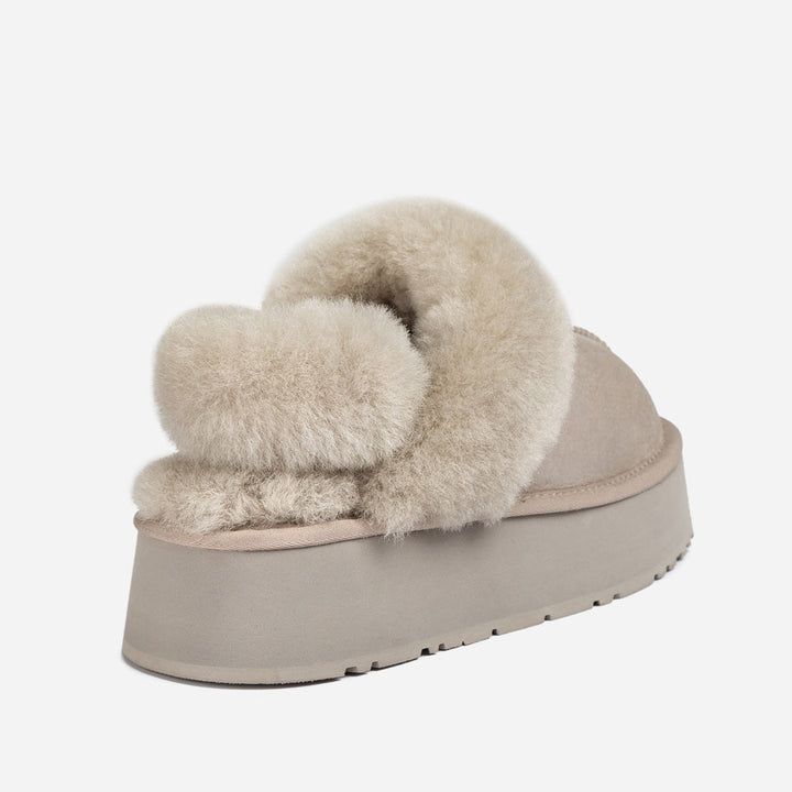 OZWEAR UGG Coquette Platform Slipper (Elastic Logo & Wool Strap) (Detachable Feature)