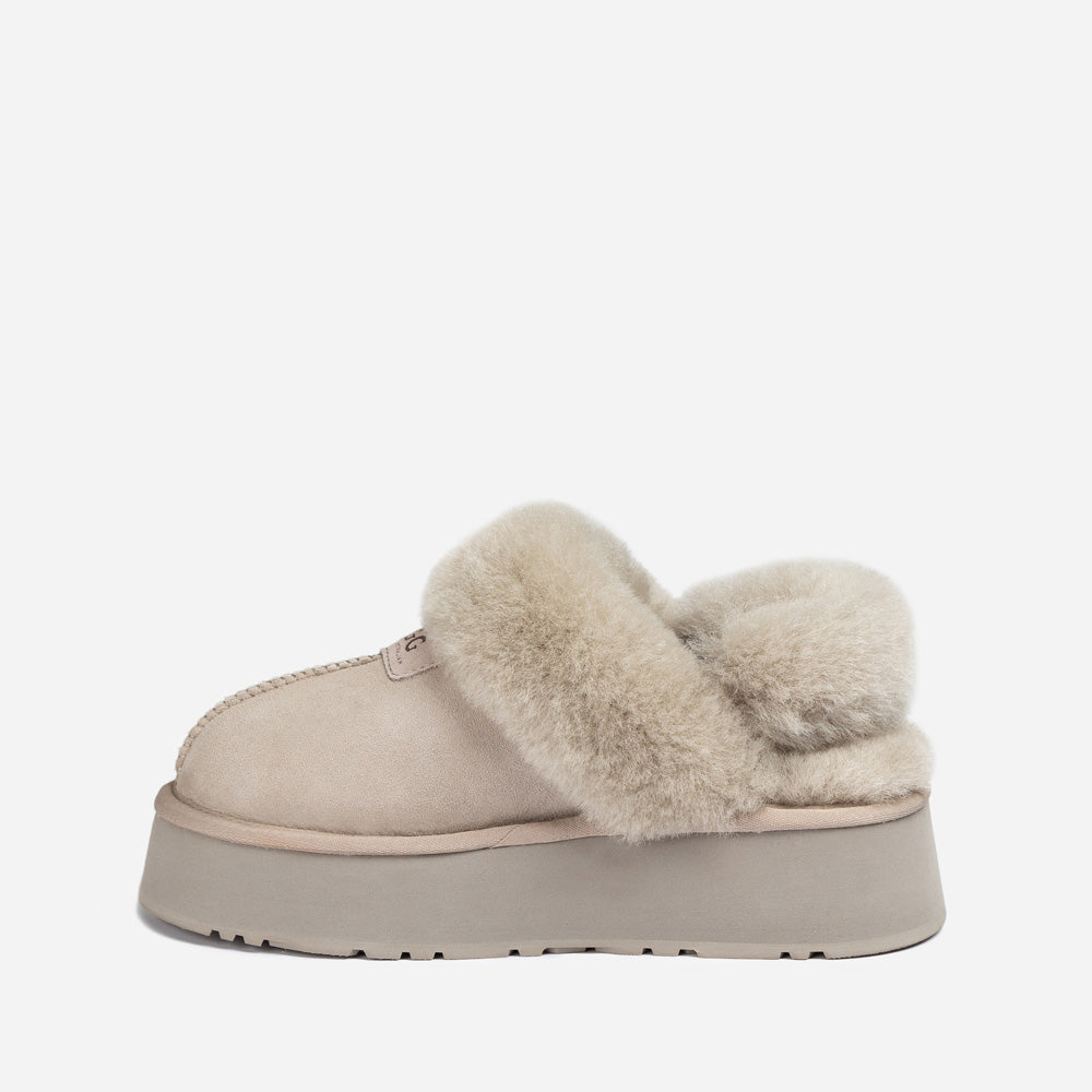 OZWEAR UGG Coquette Platform Slipper (Elastic Logo & Wool Strap) (Detachable Feature)