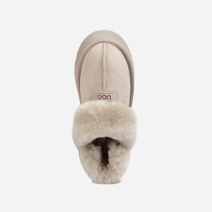 OZWEAR UGG Coquette Platform Slipper (Elastic Logo & Wool Strap) (Detachable Feature)