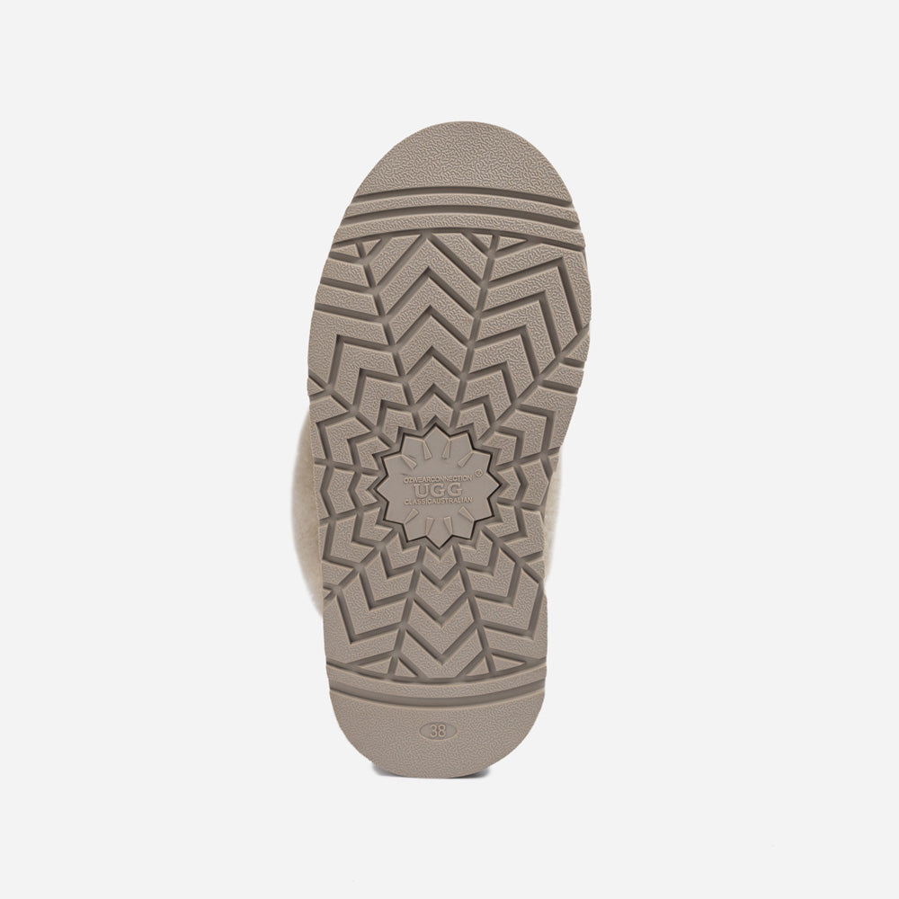 OZWEAR UGG Coquette Platform Slipper (Elastic Logo & Wool Strap) (Detachable Feature)