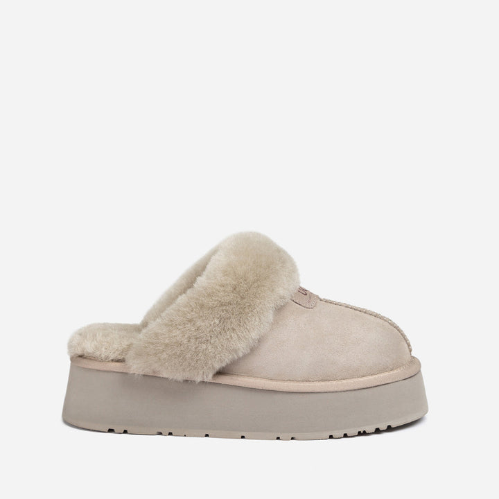OZWEAR UGG Coquette Platform Slipper (Elastic Logo & Wool Strap) (Detachable Feature)