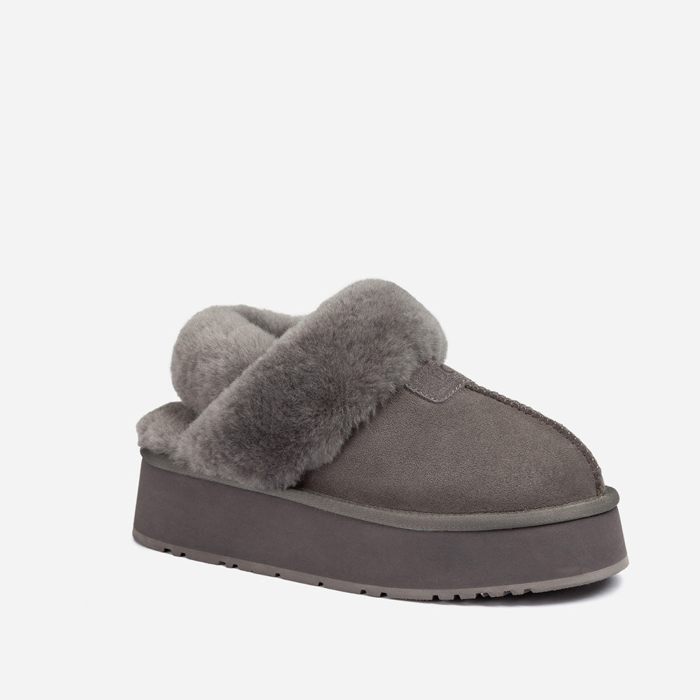 OZWEAR UGG Coquette Platform Slipper (Elastic Logo & Wool Strap) (Detachable Feature)