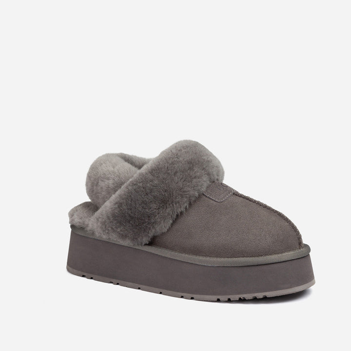 OZWEAR UGG Coquette Platform Slipper (Elastic Logo & Wool Strap) (Detachable Feature)