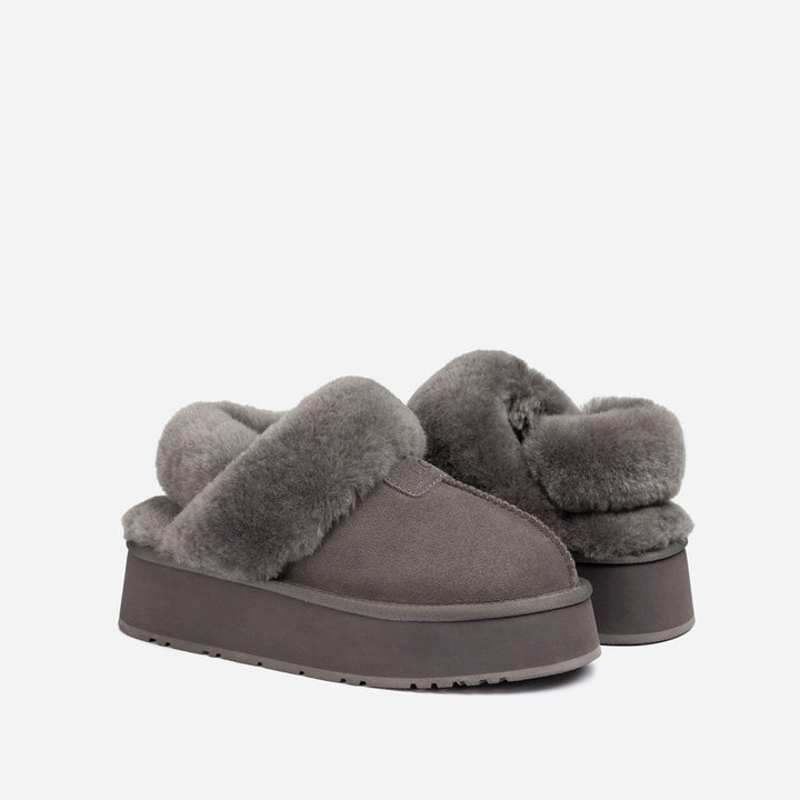 OZWEAR UGG Coquette Platform Slipper (Elastic Logo & Wool Strap) (Detachable Feature)