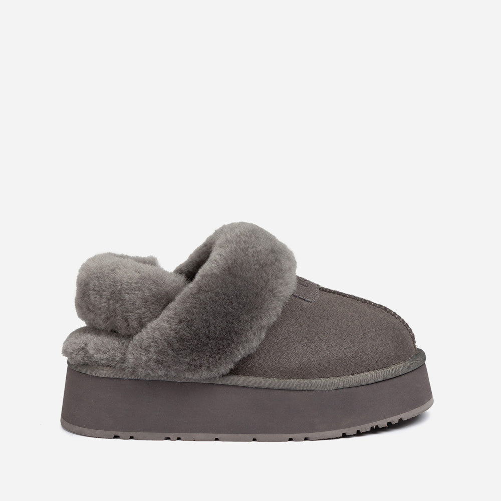 OZWEAR UGG Coquette Platform Slipper (Elastic Logo & Wool Strap) (Detachable Feature)
