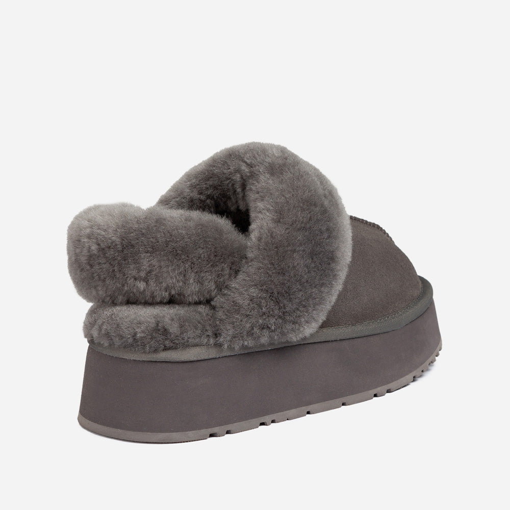 OZWEAR UGG Coquette Platform Slipper (Elastic Logo & Wool Strap) (Detachable Feature)
