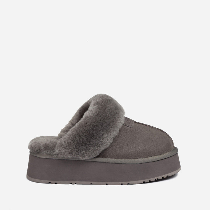 OZWEAR UGG Coquette Platform Slipper (Elastic Logo & Wool Strap) (Detachable Feature)
