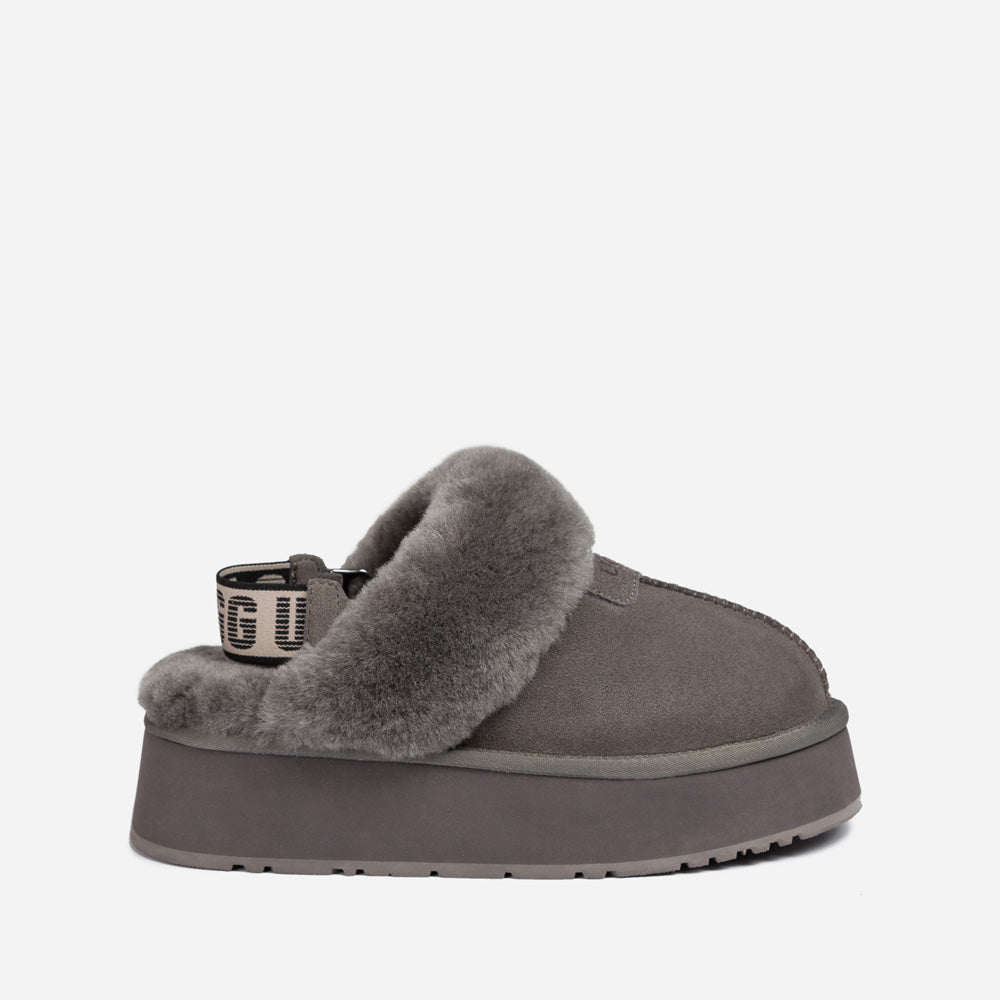 OZWEAR UGG Coquette Platform Slipper (Elastic Logo & Wool Strap) (Detachable Feature)