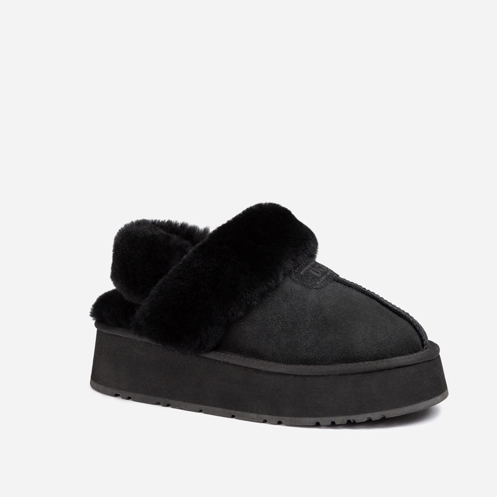 OZWEAR UGG Coquette Platform Slipper (Elastic Logo & Wool Strap) (Detachable Feature)