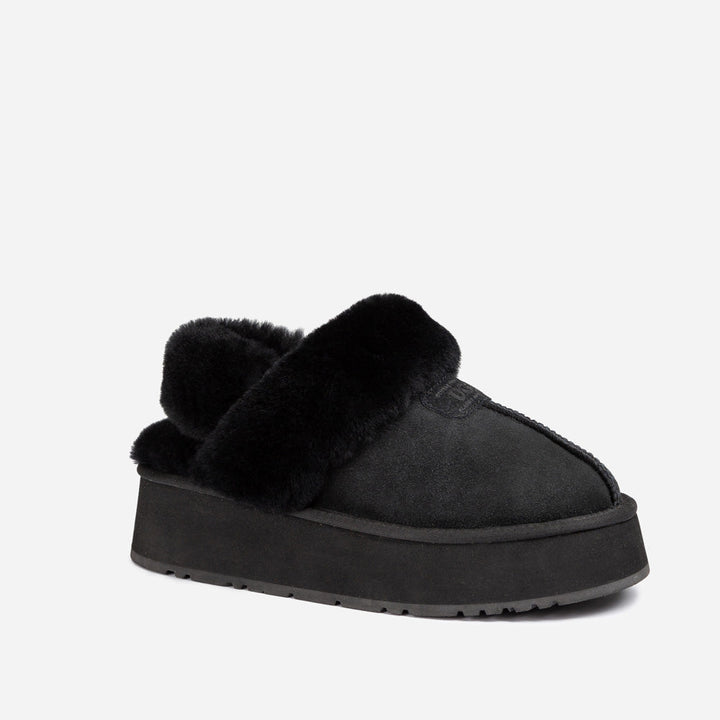 OZWEAR UGG Coquette Platform Slipper (Elastic Logo & Wool Strap) (Detachable Feature)