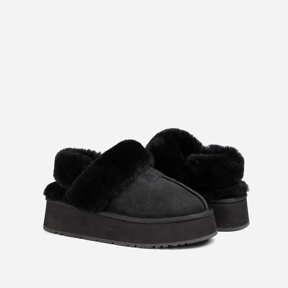 OZWEAR UGG Coquette Platform Slipper (Elastic Logo & Wool Strap) (Detachable Feature)