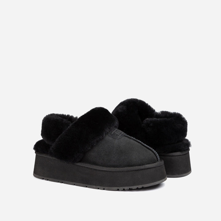 OZWEAR UGG Coquette Platform Slipper (Elastic Logo & Wool Strap) (Detachable Feature)