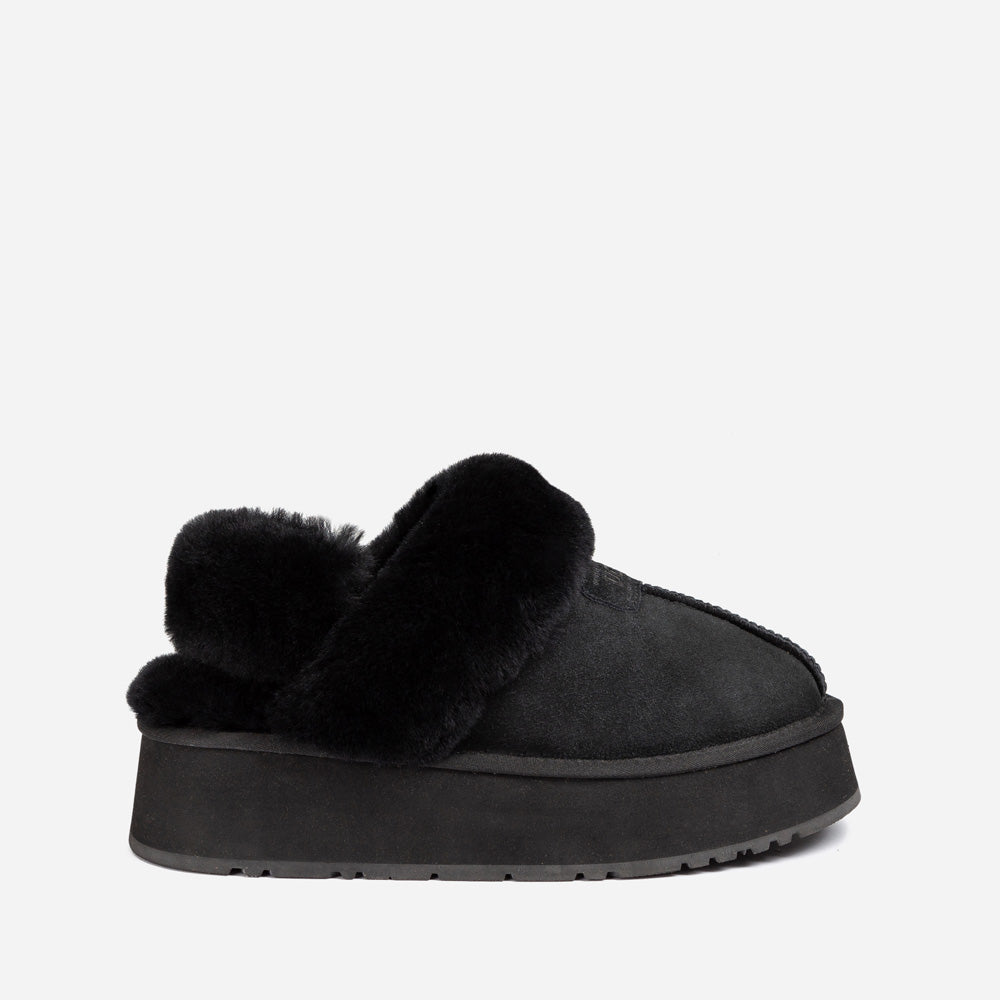 OZWEAR UGG Coquette Platform Slipper (Elastic Logo & Wool Strap) (Detachable Feature)