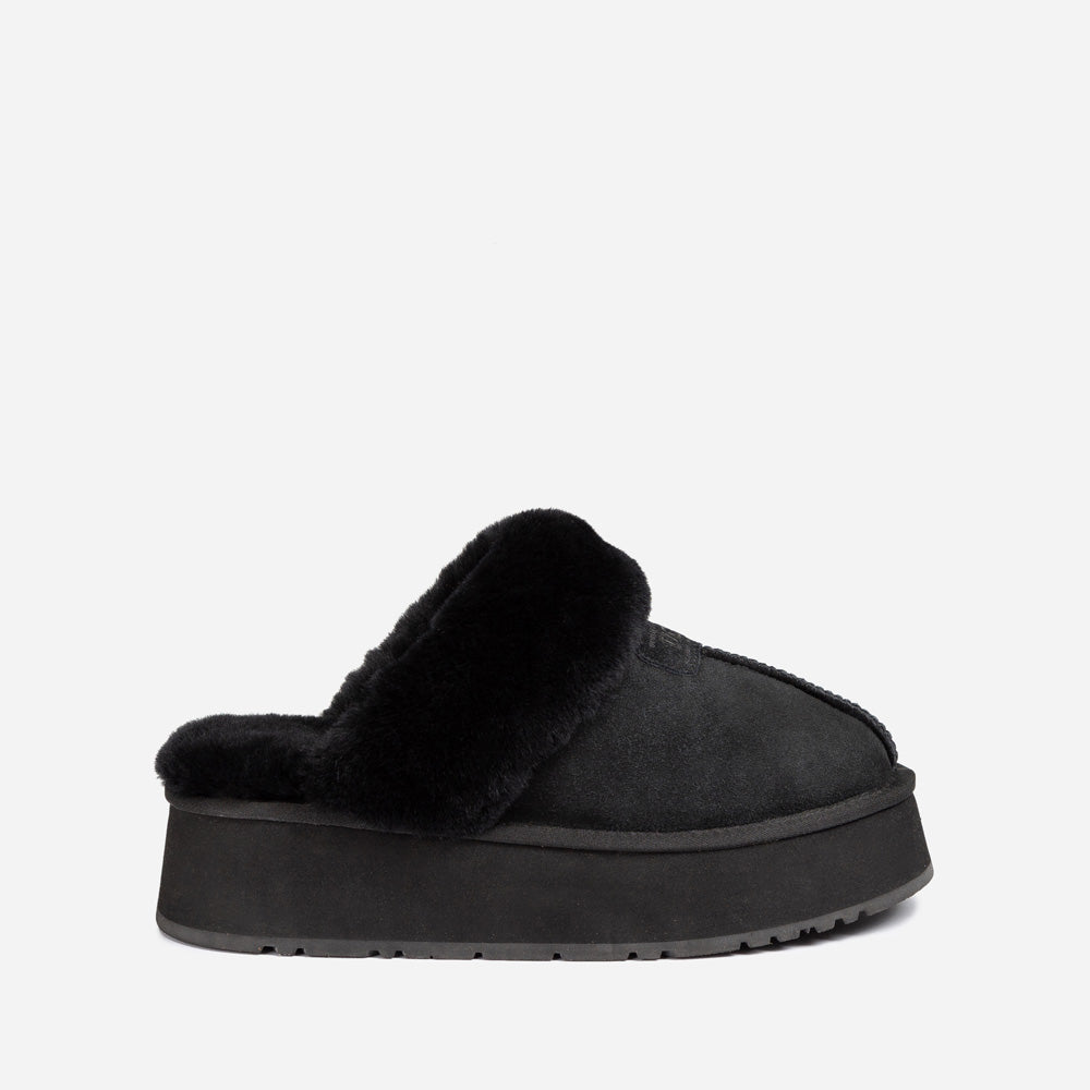 OZWEAR UGG Coquette Platform Slipper (Elastic Logo & Wool Strap) (Detachable Feature)