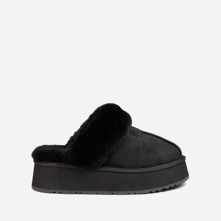 OZWEAR UGG Coquette Platform Slipper (Elastic Logo & Wool Strap) (Detachable Feature)