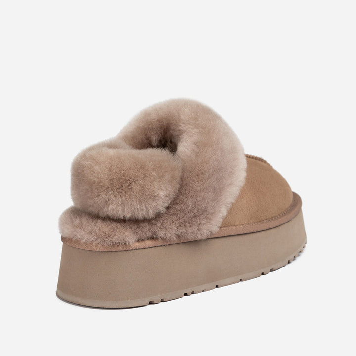 OZWEAR UGG Coquette Platform Slipper (Elastic Logo & Wool Strap) (Detachable Feature)