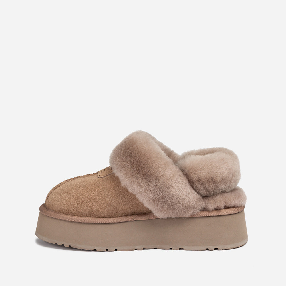 OZWEAR UGG Coquette Platform Slipper (Elastic Logo & Wool Strap) (Detachable Feature)