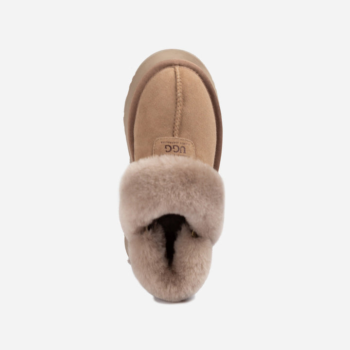 OZWEAR UGG Coquette Platform Slipper (Elastic Logo & Wool Strap) (Detachable Feature)