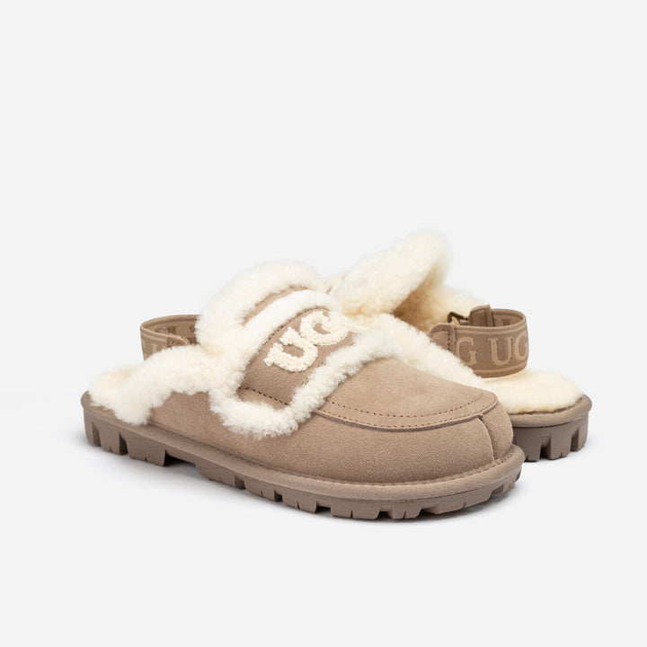 OZWEAR UGG Violet Shearling Slipper (Elastic Logo) (Detachable Feature)