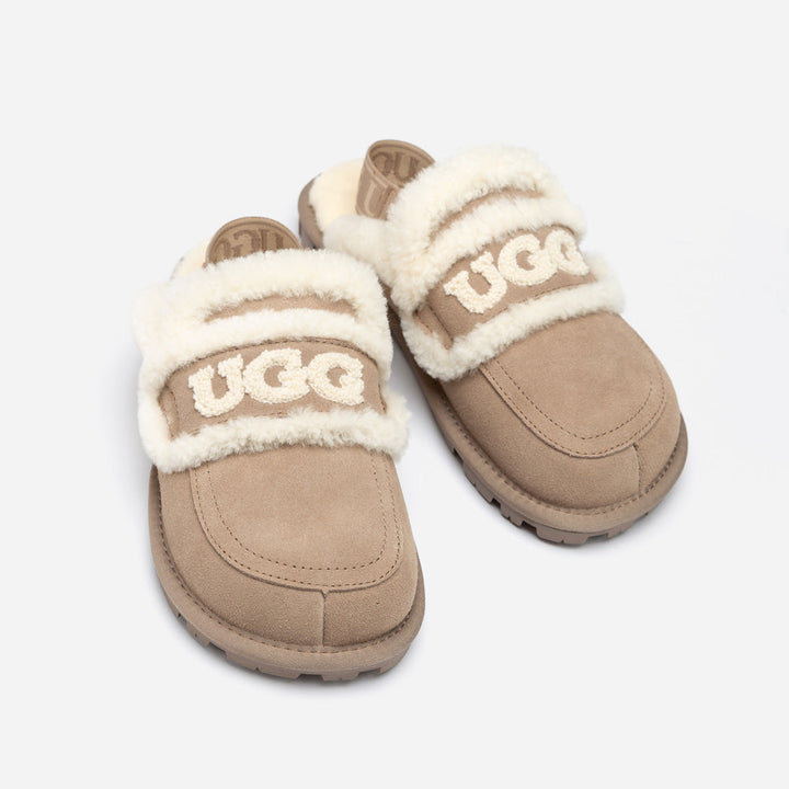 OZWEAR UGG Violet Shearling Slipper (Elastic Logo) (Detachable Feature)