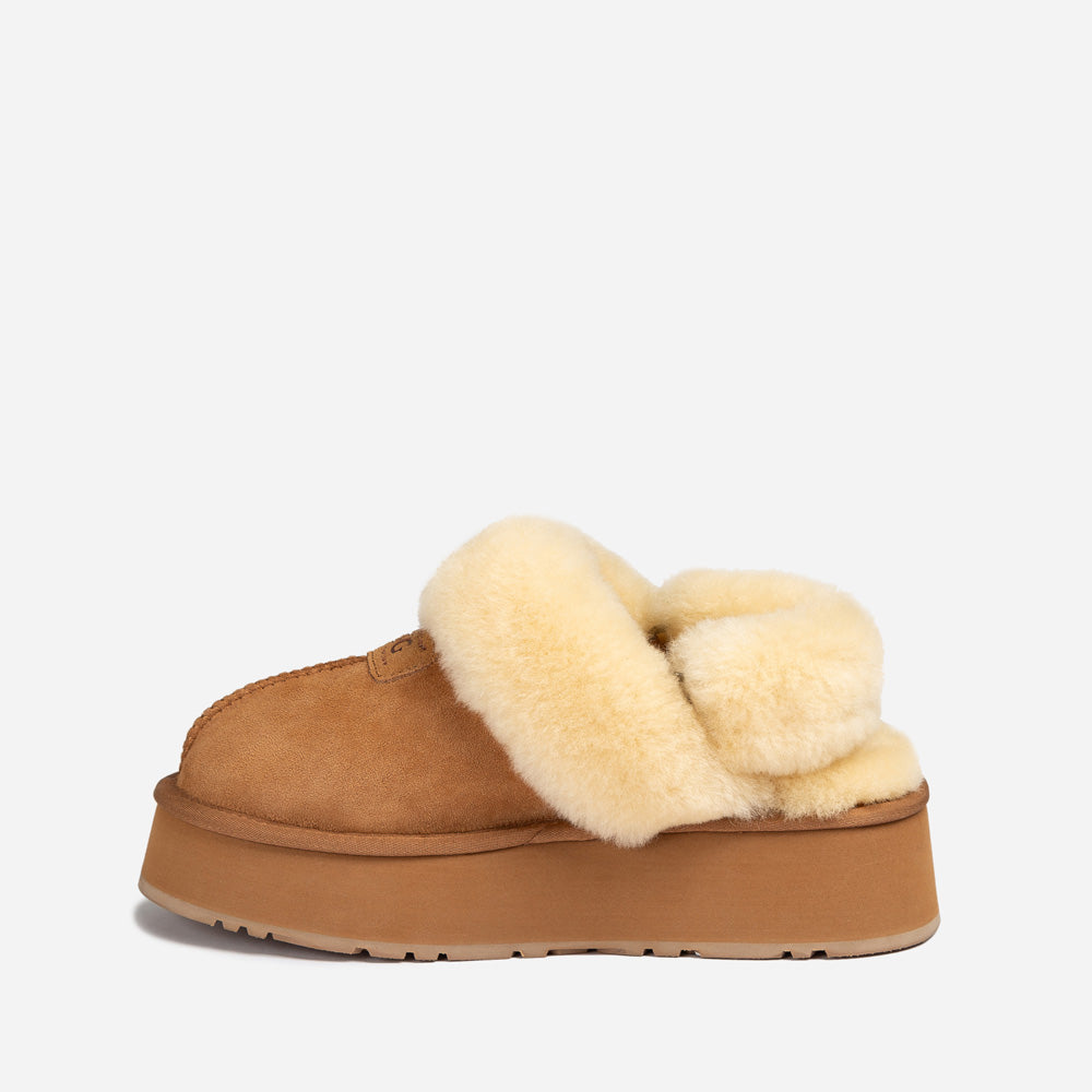 OZWEAR UGG Coquette Platform Slipper (Elastic Logo & Wool Strap) (Detachable Feature)
