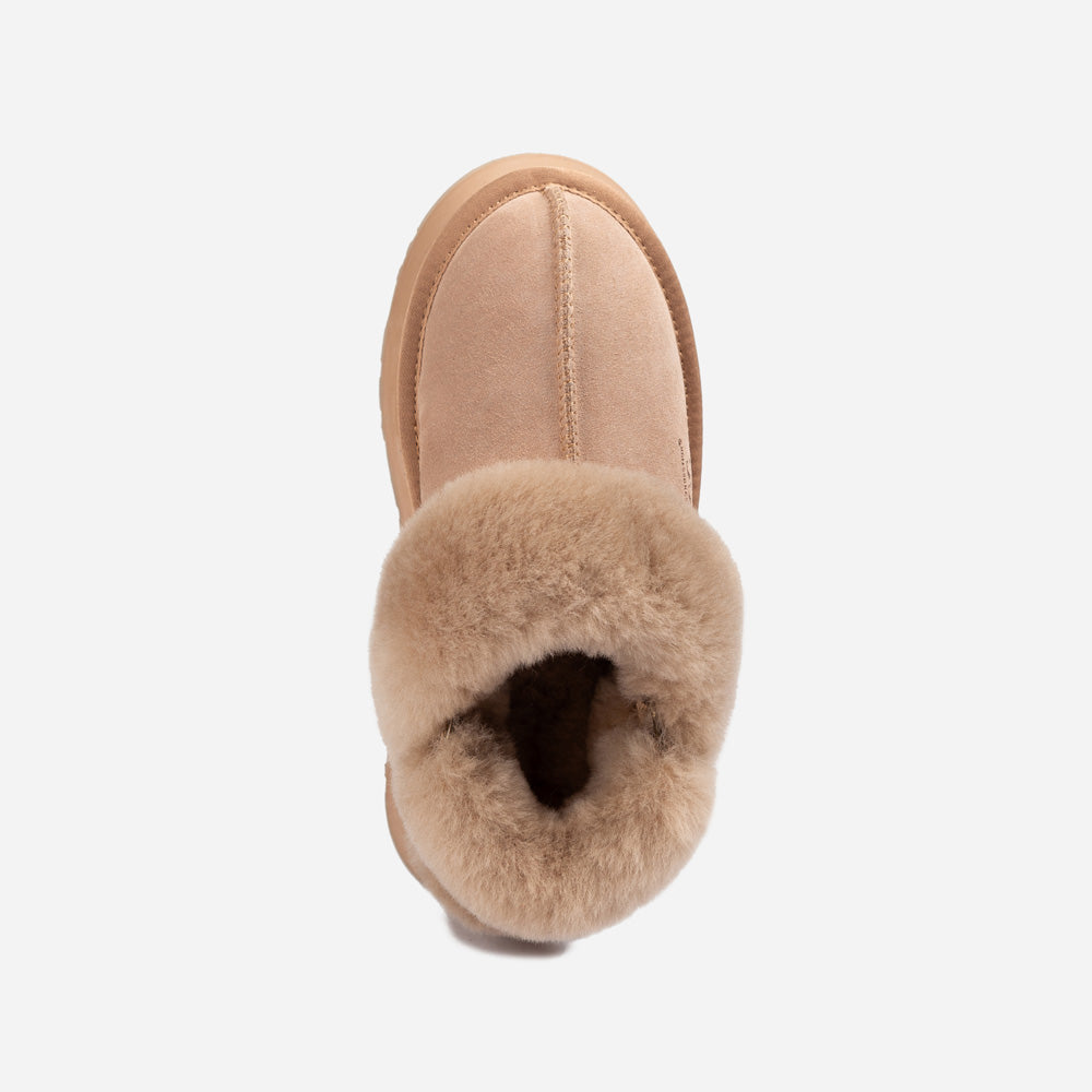 OZWEAR UGG Platform Slipper (Elastic Logo & Wool Strap) 4.5cm (Detachable Feature)(Water Resistant)