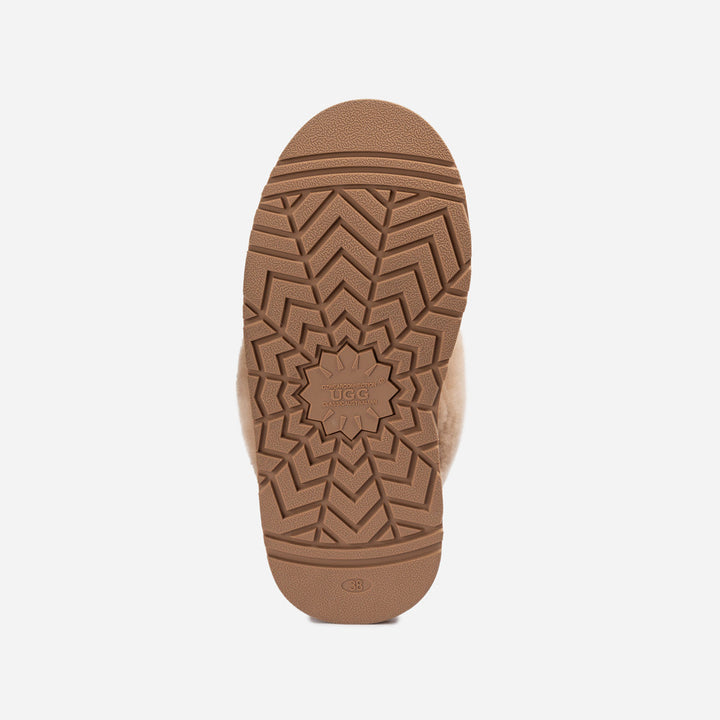 OZWEAR UGG Platform Slipper (Elastic Logo & Wool Strap) 4.5cm (Detachable Feature)(Water Resistant)