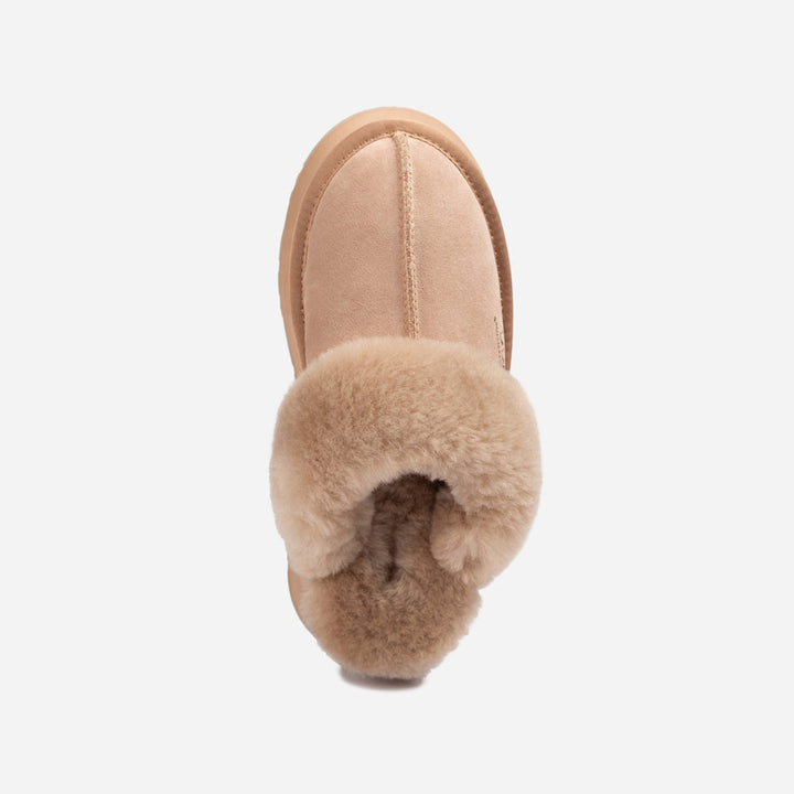 OZWEAR UGG Platform Slipper (Elastic Logo & Wool Strap) 4.5cm (Detachable Feature)(Water Resistant)