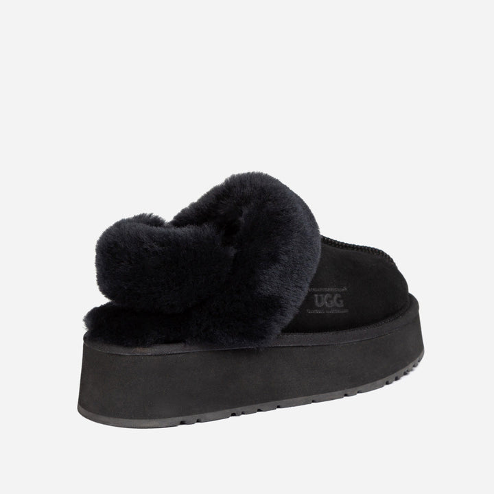 OZWEAR UGG Platform Slipper (Elastic Logo & Wool Strap) 4.5cm (Detachable Feature)(Water Resistant)