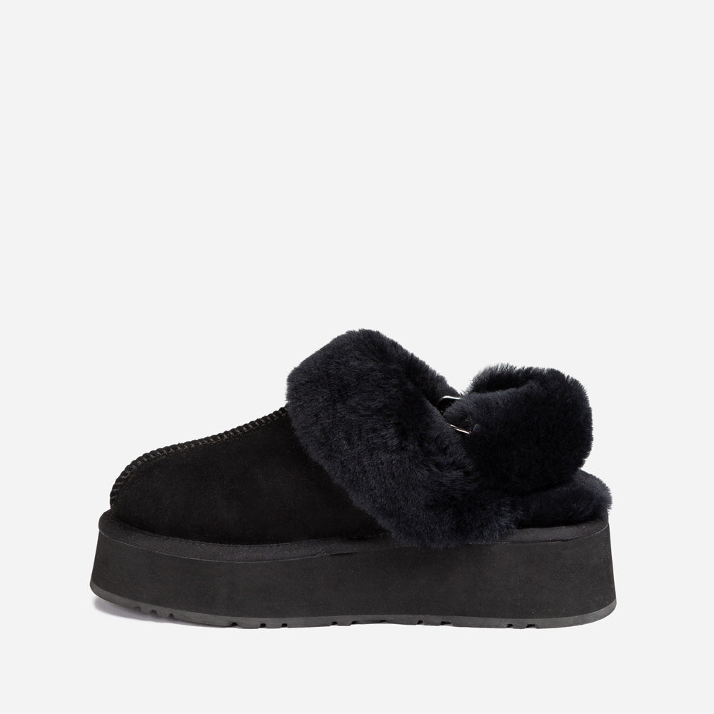 OZWEAR UGG Platform Slipper (Elastic Logo & Wool Strap) 4.5cm (Detachable Feature)(Water Resistant)
