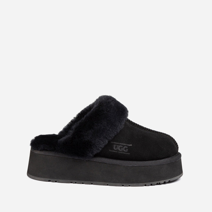OZWEAR UGG Platform Slipper (Elastic Logo & Wool Strap) 4.5cm (Detachable Feature)(Water Resistant)