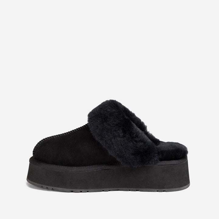 OZWEAR UGG Platform Slipper (Elastic Logo & Wool Strap) 4.5cm (Detachable Feature)(Water Resistant)