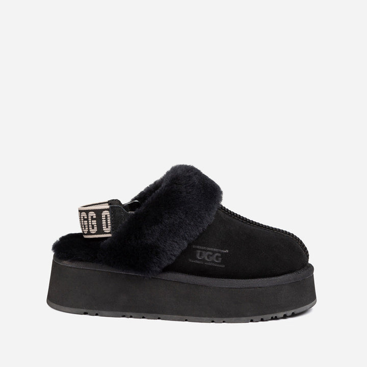 OZWEAR UGG Platform Slipper (Elastic Logo & Wool Strap) 4.5cm (Detachable Feature)(Water Resistant)