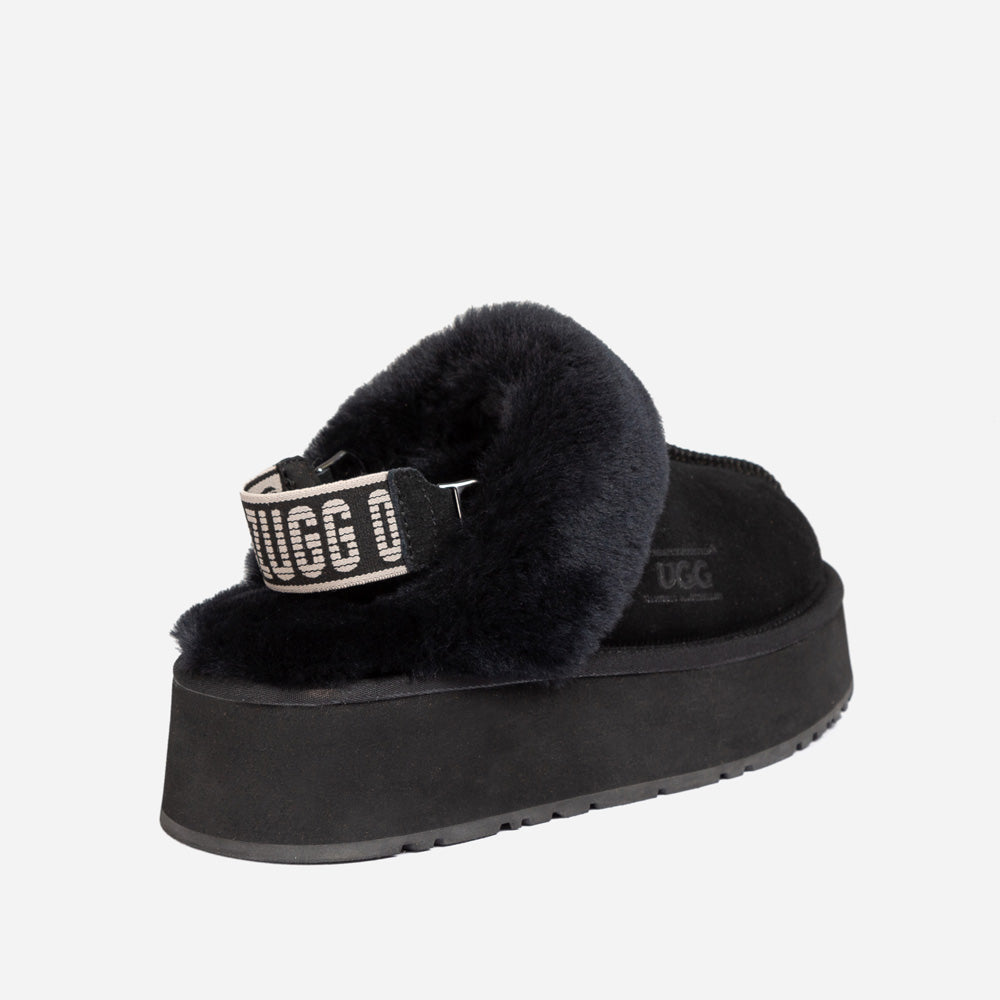 OZWEAR UGG Platform Slipper (Elastic Logo & Wool Strap) 4.5cm (Detachable Feature)(Water Resistant)