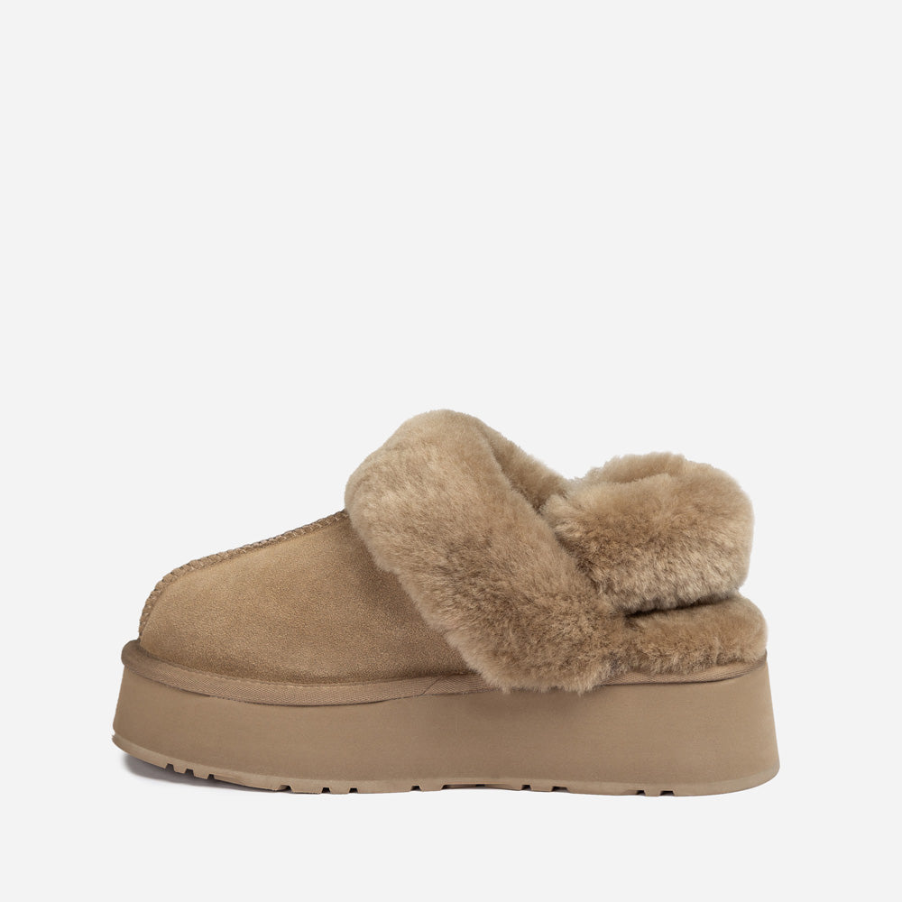 OZWEAR UGG Platform Slipper (Elastic Logo & Wool Strap) 4.5cm (Detachable Feature)(Water Resistant)
