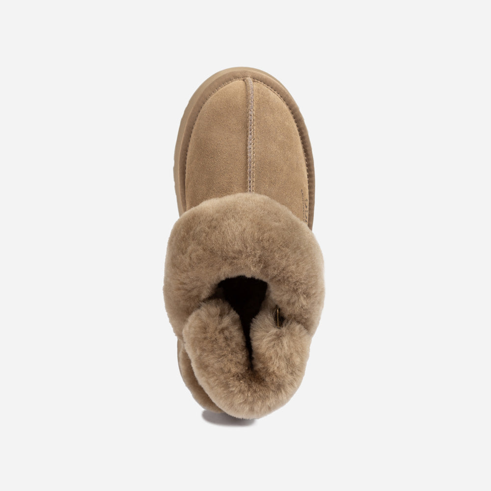 OZWEAR UGG Platform Slipper (Elastic Logo & Wool Strap) 4.5cm (Detachable Feature)(Water Resistant)