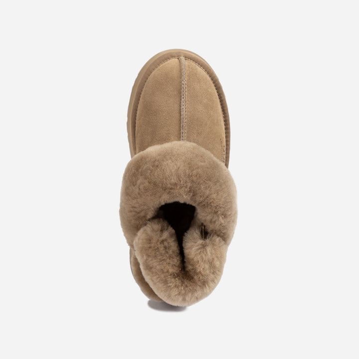 OZWEAR UGG Platform Slipper (Elastic Logo & Wool Strap) 4.5cm (Detachable Feature)(Water Resistant)