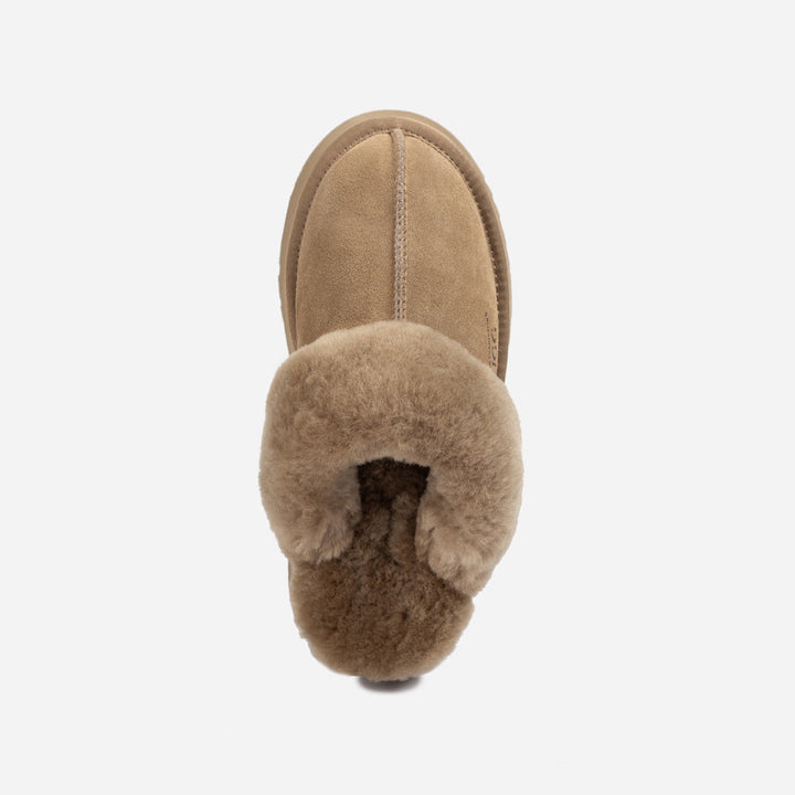 OZWEAR UGG Platform Slipper (Elastic Logo & Wool Strap) 4.5cm (Detachable Feature)(Water Resistant)