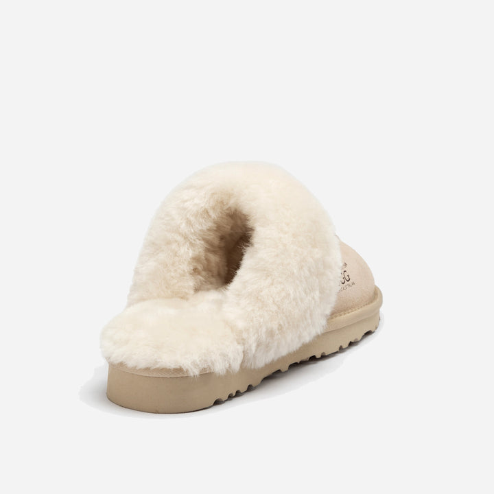 OZWEAR UGG Slippers Premium Australia Sheepskin Unisex Scuffete Suede (Unisex Cow Suede)