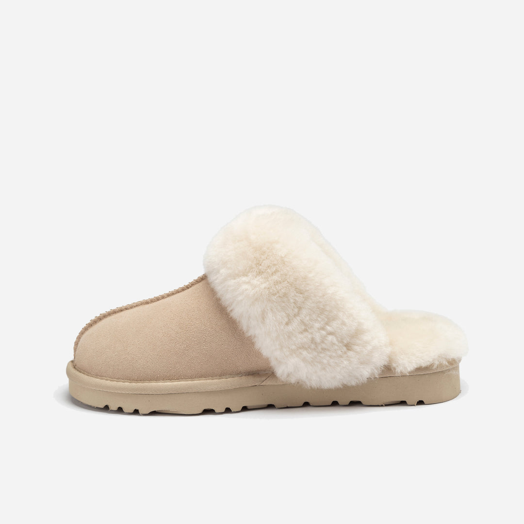 OZWEAR UGG Slippers Premium Australia Sheepskin Unisex Scuffete Suede (Unisex Cow Suede)