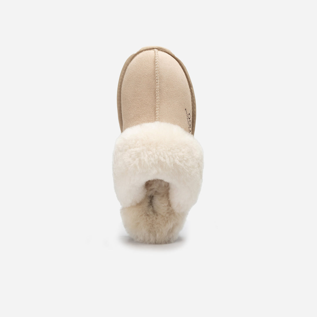 OZWEAR UGG Slippers Premium Australia Sheepskin Unisex Scuffete Suede (Unisex Cow Suede)