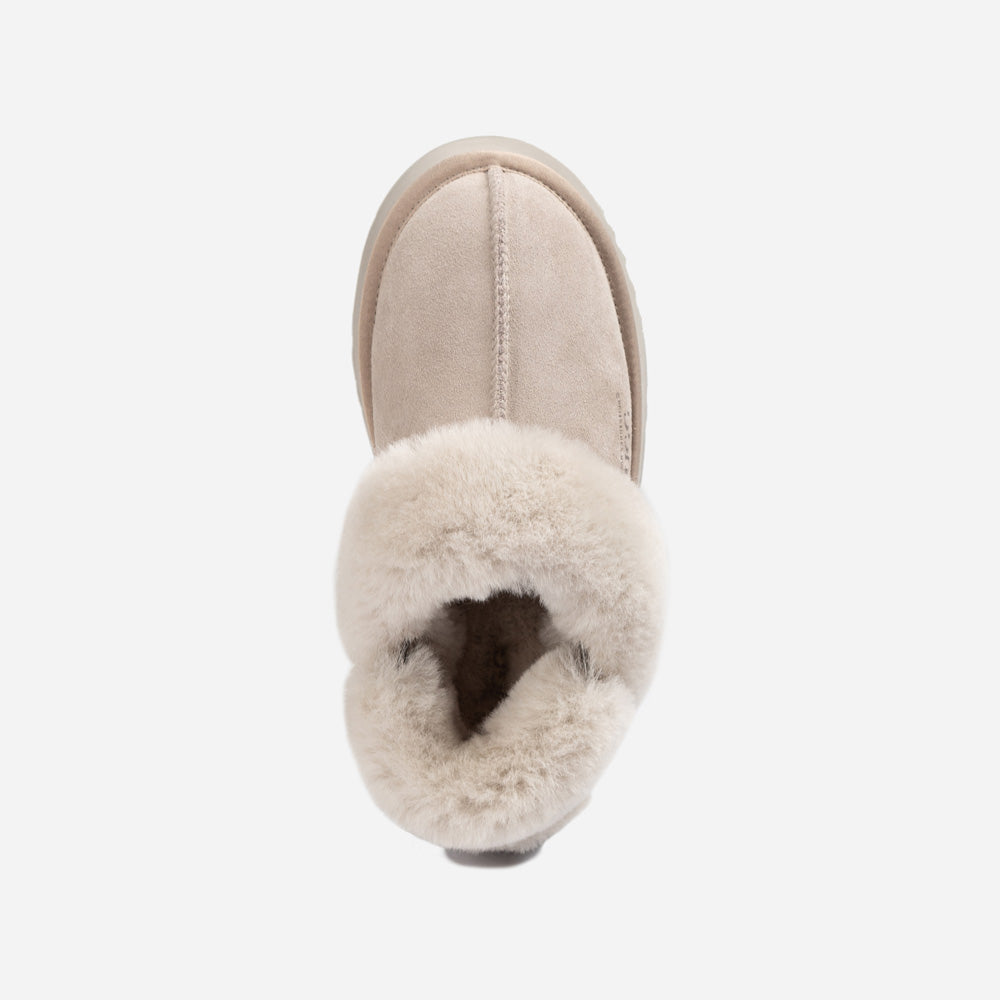 OZWEAR UGG Platform Slipper (Elastic Logo & Wool Strap) 4.5cm (Detachable Feature)(Water Resistant)