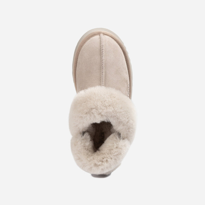 OZWEAR UGG Platform Slipper (Elastic Logo & Wool Strap) 4.5cm (Detachable Feature)(Water Resistant)