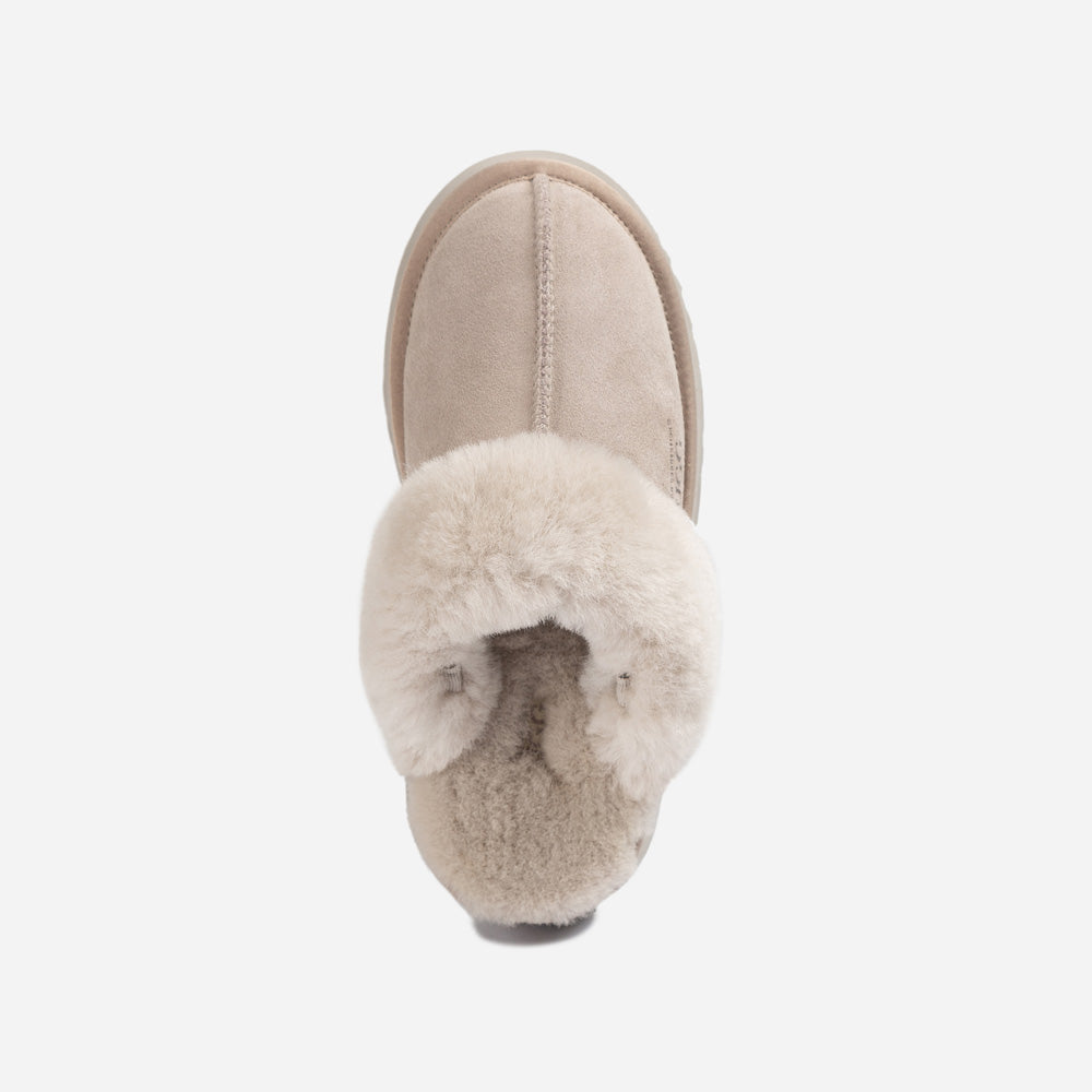 OZWEAR UGG Platform Slipper (Elastic Logo & Wool Strap) 4.5cm (Detachable Feature)(Water Resistant)