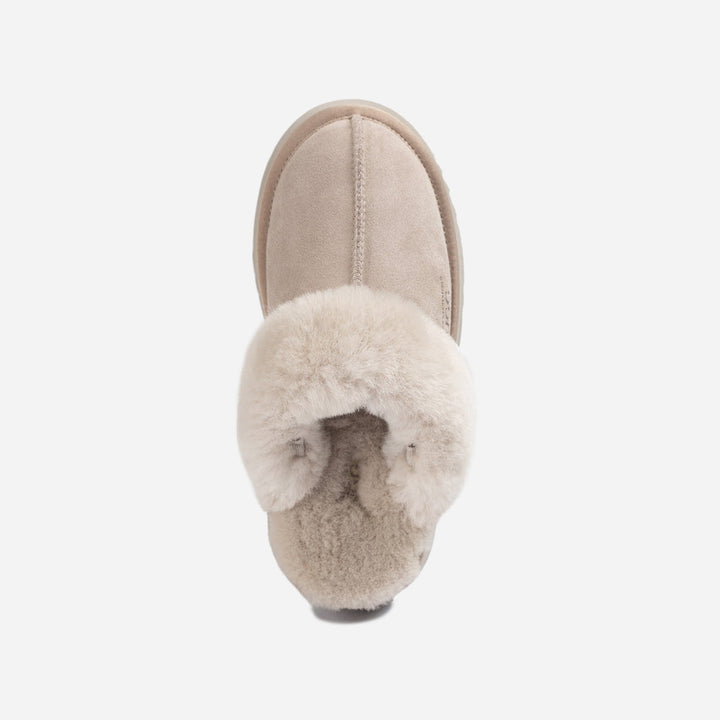 OZWEAR UGG Platform Slipper (Elastic Logo & Wool Strap) 4.5cm (Detachable Feature)(Water Resistant)