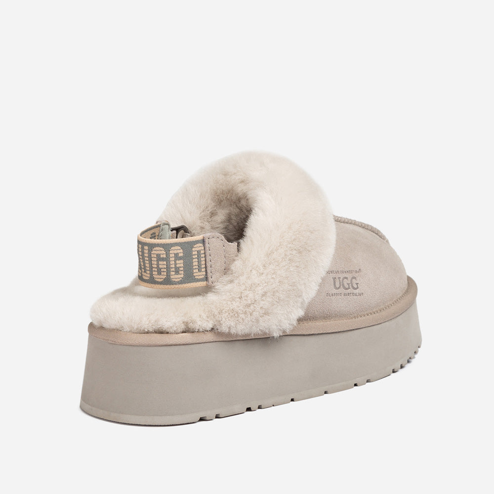 OZWEAR UGG Platform Slipper (Elastic Logo & Wool Strap) 4.5cm (Detachable Feature)(Water Resistant)