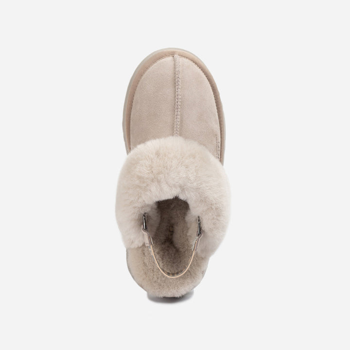 OZWEAR UGG Platform Slipper (Elastic Logo & Wool Strap) 4.5cm (Detachable Feature)(Water Resistant)