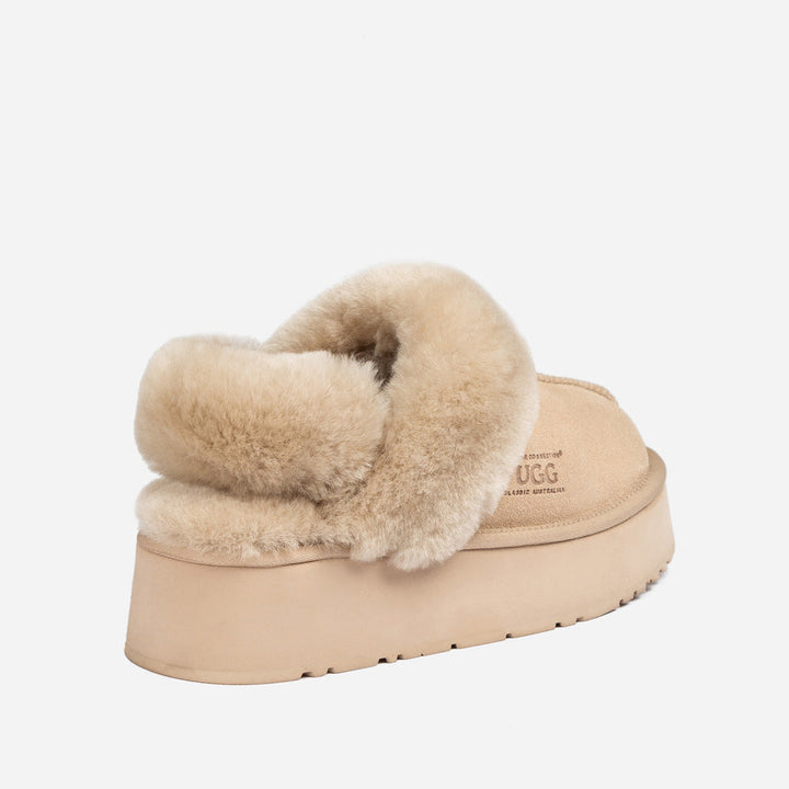 OZWEAR UGG Platform Slipper (Elastic Logo & Wool Strap) 4.5cm (Detachable Feature)(Water Resistant)